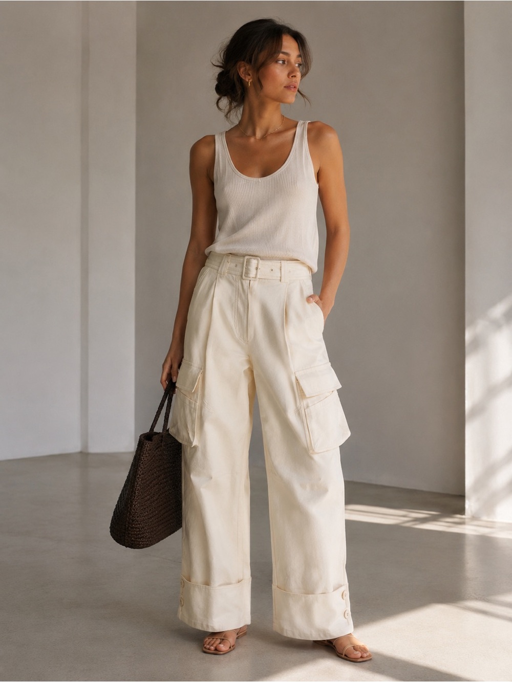Simone Rocha Cotton Drill Cargo Trouser